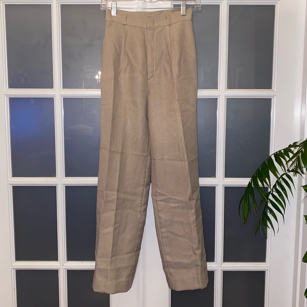 EUC Vintage Junior’s Size 7, Salem Camel/Tan High Waisted Flat Front Trousers